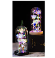 Artificial Flower with LED Lights in a Glass Dome