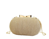 Gold Shiny Clutch Bag with Gold Shoulder Chain