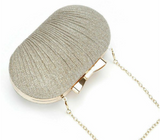 Gold Shiny Clutch Bag with Gold Shoulder Chain