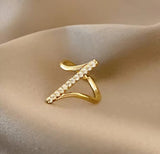 Adjustable Irregular Gold Plated Ring & Grandeur Velvet Pouch