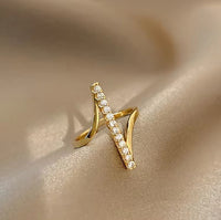 Adjustable Irregular Gold Plated Ring & Grandeur Velvet Pouch